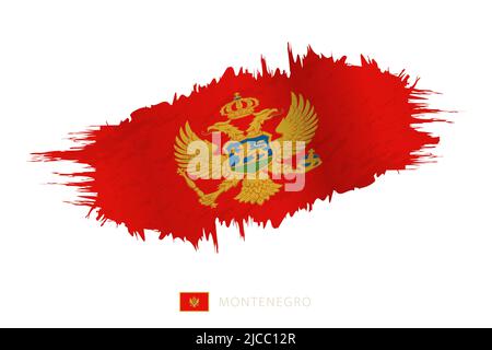 Painted brushstroke flag of Montenegro with waving effect. Vector flag. Stock Vector