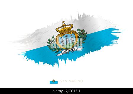 Painted brushstroke flag of San Marino with waving effect. Vector flag. Stock Vector