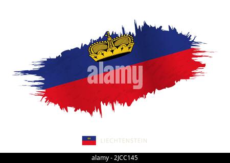 Painted brushstroke flag of Liechtenstein with waving effect. Vector flag. Stock Vector