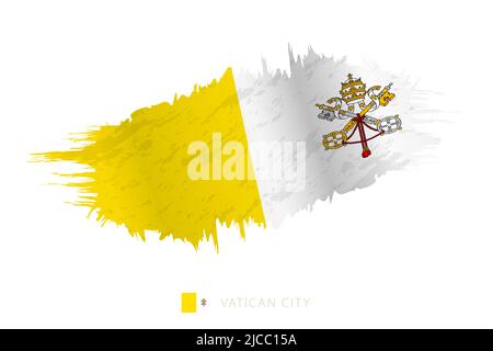 Painted brushstroke flag of Vatican City with waving effect. Vector flag. Stock Vector