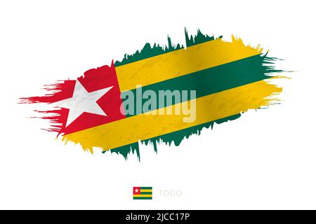 Painted brushstroke flag of Togo with waving effect. Vector flag. Stock Vector