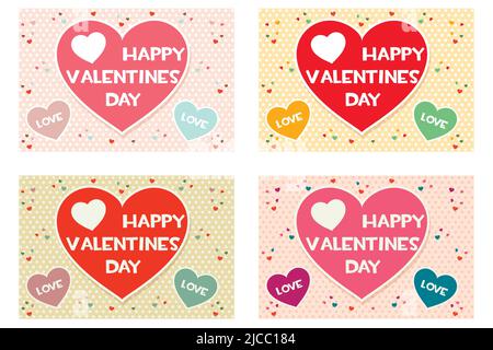 set Happy Valentines day colored greeting cards Stock Vector