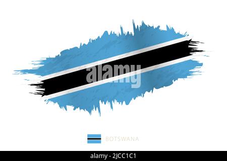 Painted brushstroke flag of Botswana with waving effect. Vector flag. Stock Vector