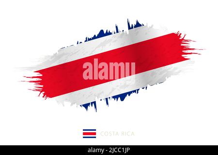 Painted brushstroke flag of Costa Rica with waving effect. Vector flag. Stock Vector
