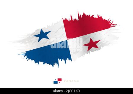 Painted brushstroke flag of Panama with waving effect. Vector flag. Stock Vector