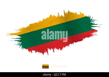 Painted brushstroke flag of Lithuania with waving effect. Vector flag. Stock Vector