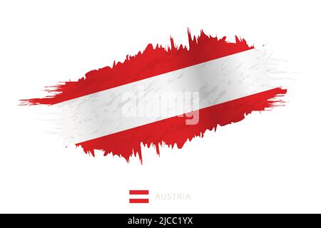 Painted brushstroke flag of Austria with waving effect. Vector flag. Stock Vector