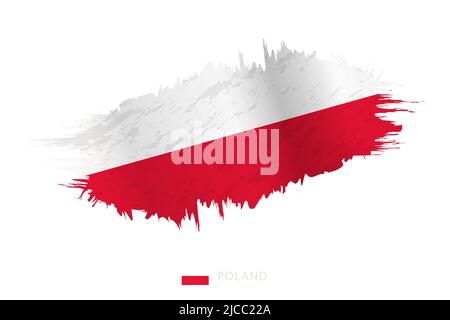 Painted brushstroke flag of Poland with waving effect. Vector flag. Stock Vector