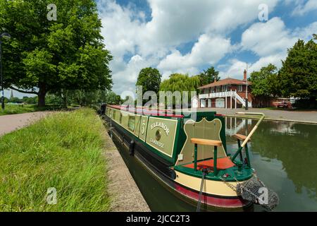 Houseboat on river Cam in Cambridge. Stock Photo