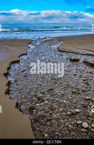 Multicolored round pebble stones on the Pacific Ocean in Olympic National Park, Washington Stock Photo