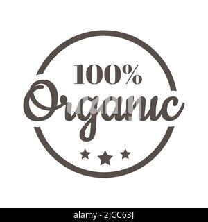 100% Organic black vector label. Product stamp, sticker or badge. Stock Vector