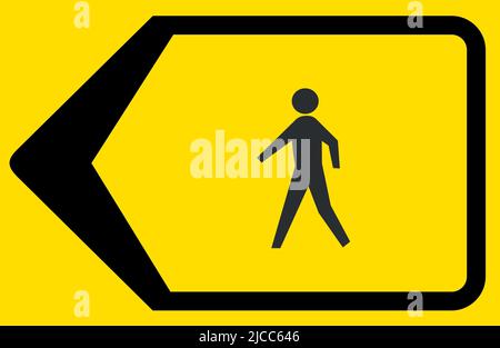 Yellow and black sign for correct direction at deroute at road ...