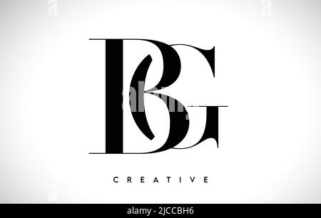 BG Artistic Letter Logo Design with Creative Serif Font in Black and White Colors Vector Illustration Stock Vector