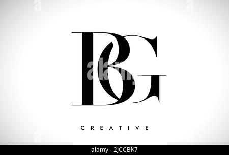 BG Artistic Letter Logo Design with Creative Serif Font in Black and White Colors Vector Illustration Stock Vector