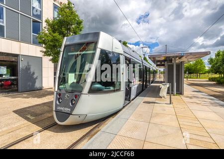 Alstom-Citadis electric tram public transport in Reims, Marne (51 ...