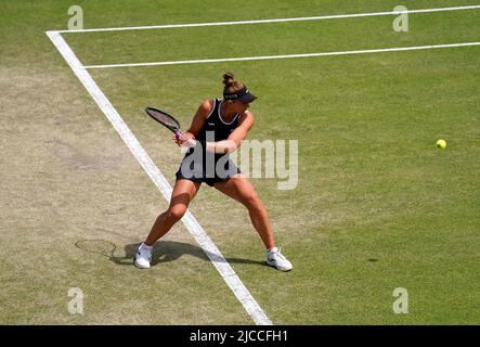Brazil's Beatriz Haddad Maia in action against USA's Alison Riske on centre court on day nine of the Rothesay Open 2022 at Nottingham Tennis Centre, Nottingham. Picture date: Sunday June 12, 2022. Stock Photo