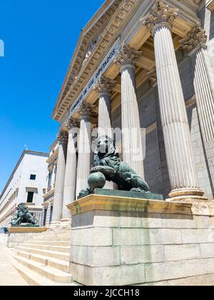 Congreso de los Diputados, Congress of Deputies, Spanish Parliament building. Madrid, Spain. Stock Photo