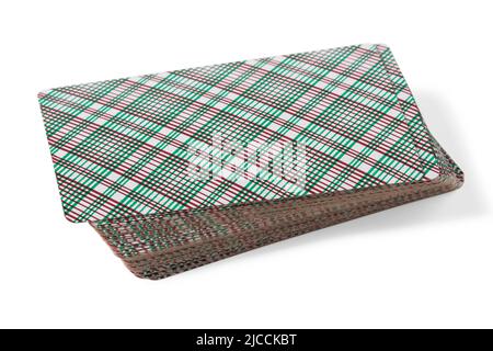 deck of playing cards close-up isolated on white Stock Photo