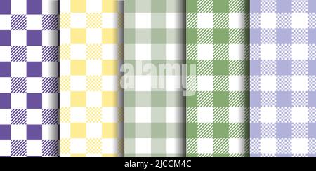 Vichy Seamless set. Pastel gingham pattern. Background for Easter, wallpaper, blanket. Stock Vector