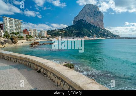 View of the seafront of Calpe, Alicante province, Spain Stock Photo