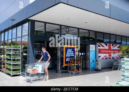 aldi food supermarket in hardrest road,ramsgate town,east kent,thanet,uk june 2022 Stock Photo