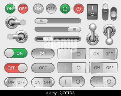 On and off toggle switches, elements of user interface vector. Set of ...