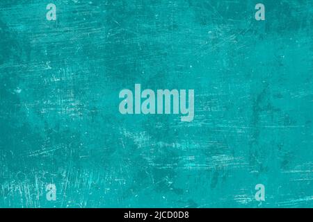 Old worn out turquoise colored metal sheet background, grunge texture Stock Photo