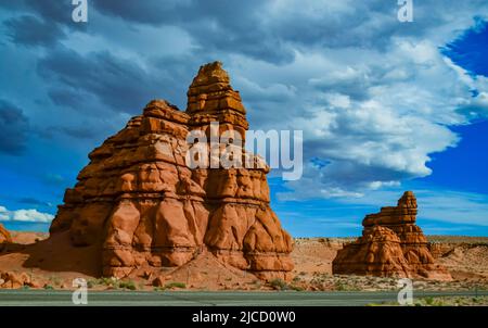 Layered geological formations of red rocks in Canyonlands National Park is in Utah near Moab. USA Stock Photo