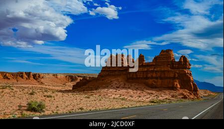 Layered geological formations of red rocks in Canyonlands National Park is in Utah near Moab. USA Stock Photo