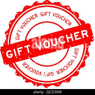Grunge red gift voucher word round rubber seal stamp on white background Stock Vector