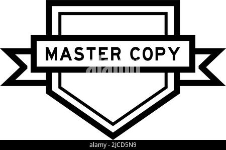 Vintage black color pentagon label banner with word master copy on white background Stock Vector