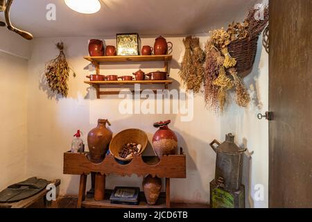 Segovia, Spain - October 9, 2017: Vintage kitchenware in a rustic house Stock Photo