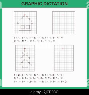 Graphic dictation. Educational games for kids.  Stock Vector