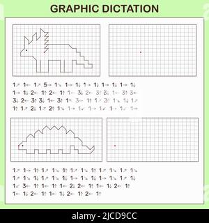 Graphic dictation. Educational games for kids.  Stock Vector