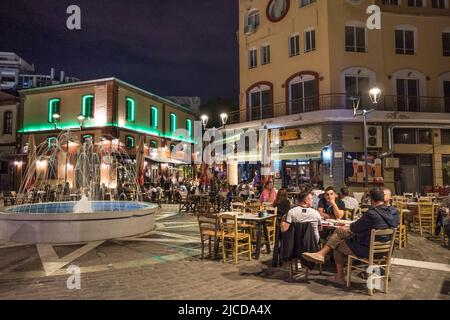 Bars and restaurants in the popular Ladadika district of Thessaloniki Macedonia, Northern Greece Stock Photo