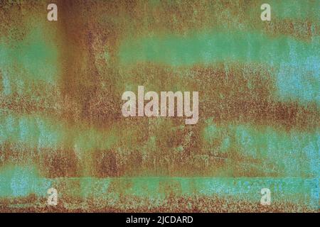 Old green painted rusty iron texture grunge background Stock Photo