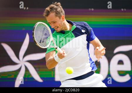 'S-HERTOGENBOSCH, NETHERLANDS - JUNE 12: Daniil Medvedev of Russia during the Mens Singles Final match between Daniil Medvedev of Russia and Tim van Rijthoven of the Netherlands at the Autotron on June 12, 2022 in 's-Hertogenbosch, Netherlands (Photo by Joris Verwijst/BSR Agency)