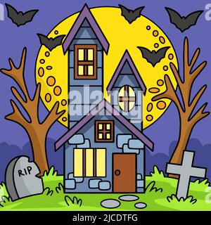 haunted house cartoon drawing