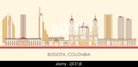 Cartoon Skyline panorama of city of Bogota, Colombia - vector illustration Stock Vector