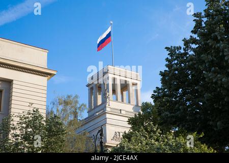 Berlin, Germany. 12th June, 2022. At the Embassy of Russia in Berlin, people laid down flowers and candles to mourn the victims of the war in Ukraine. (Photo by Michael Kuenne/PRESSCOV/Sipa USA) Credit: Sipa USA/Alamy Live News Stock Photo