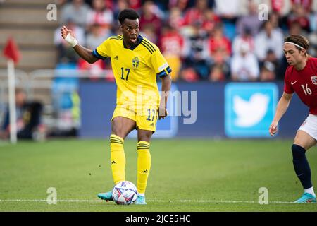 Oslo, Norway. 12th June, 2022. Anthony Elanga (17) of Sweden seen during the UEFA Nations League match between Norway and Sweden at Ullevaal Stadion in Oslo. (Photo Credit: Gonzales Photo/Alamy Live News Stock Photo