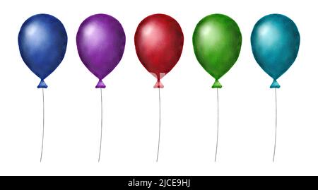 Group of assorted balloons white a blue sky background Stock Photo - Alamy