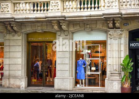 Barcelona, Spain - May 5, 2018:  Stella McCartney store on Passeig de Gràcia, a high end shopping area. McCartney, the daughter of Paul McCartney, ope Stock Photo