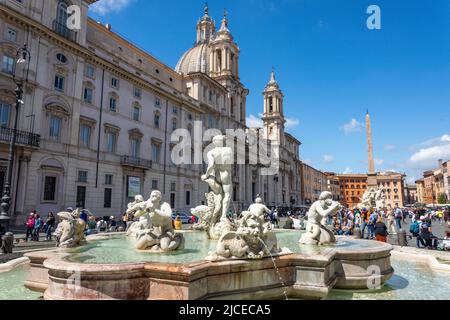 Fontana del Moro, Piazza Navona, Rome (Roma), Lazio Region, Italy Stock Photo