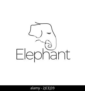 line style elephant head logo Abstract line Elephant Head Logo Design, Vector Template Stock Vector