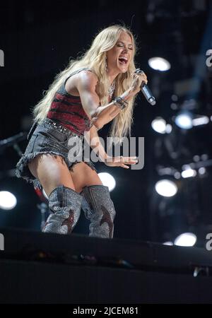 June 11, 2022 - Nashville, Tennessee; USA - Musician  CARRIE UNDERWOOD  performs live at Nissan Stadium as part of the 2022 CMA Music Festival that took place in downtown Nashville.  (Credit Image: © Jason Moore/ZUMA Press Wire) Stock Photo