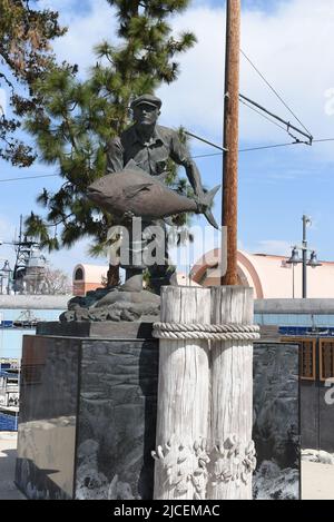 SAN PEDRO, CALIFORNIA - 06 MAR 2020: Fishing Industry Memorial commemorating the history of the fishing industry in the San Pedro and Los Angeles harb Stock Photo