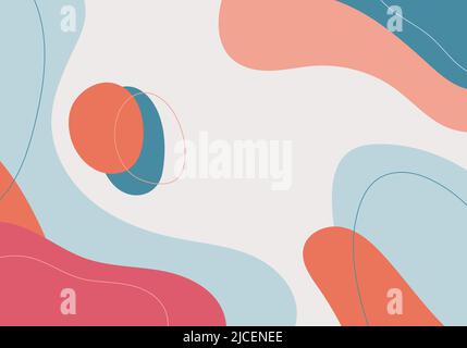 Abstract fluid doodle template design artwork. Overlapping design artwork of colorful background. Vector Stock Vector