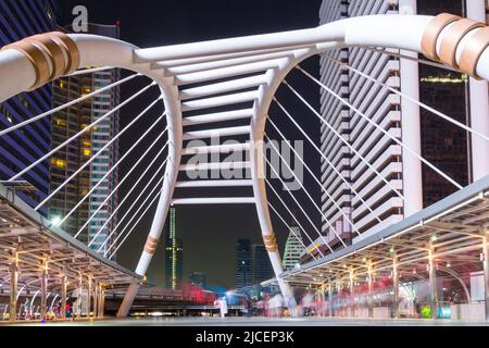 The Chong Nonsi Skywalk, a modern bridge architecture in Bangkok, Thailand Stock Photo