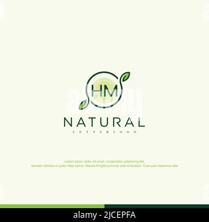 HM Initial natural logo template vector Stock Vector